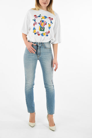 Embroidered High Waist Jeans