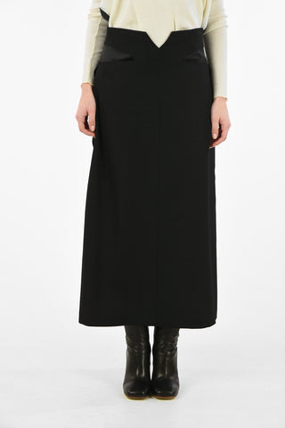MM4 Virgin Wool Maxi Skirt with Front Pocket