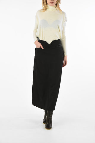 MM4 Virgin Wool Maxi Skirt with Front Pocket