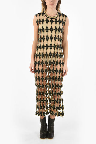 MM0 Lurex Argyle Cut Out Maxi Dress