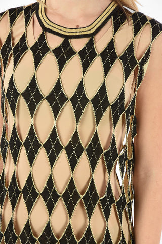 MM0 Lurex Argyle Cut Out Maxi Dress