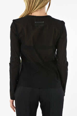 MM6 Chenille Long Sleeve T-shirt with Back Sheer