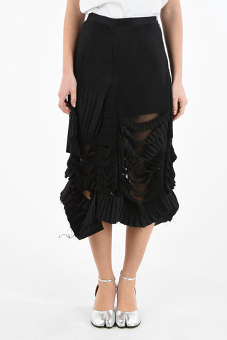 MM0 Vintage Effect Cut Out Ribbed Asymmetrical Skirt
