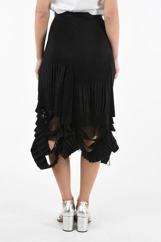 MM0 Vintage Effect Cut Out Ribbed Asymmetrical Skirt