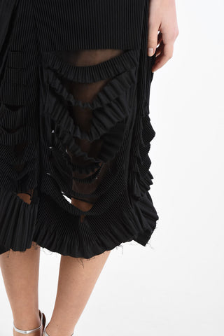 MM0 Vintage Effect Cut Out Ribbed Asymmetrical Skirt