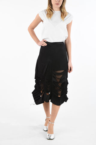 MM0 Vintage Effect Cut Out Ribbed Asymmetrical Skirt