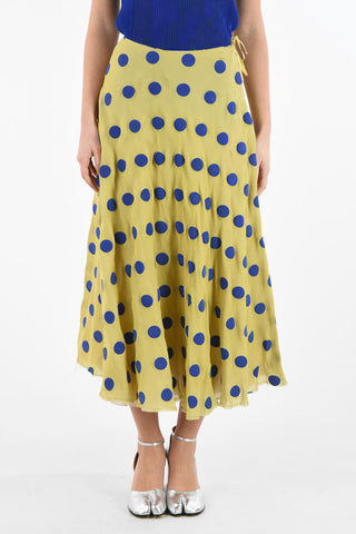MM1 Polka Dots Silk Maxi Skirt with Side Zip Closure