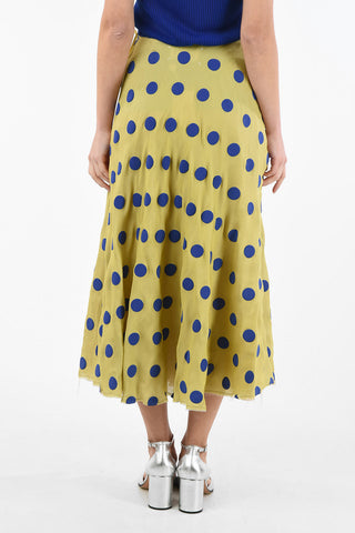 MM1 Polka Dots Silk Maxi Skirt with Side Zip Closure