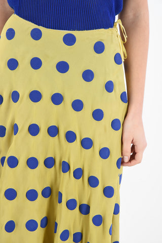 MM1 Polka Dots Silk Maxi Skirt with Side Zip Closure