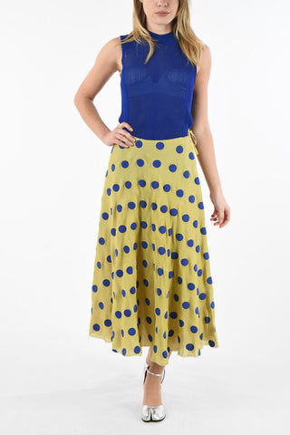 MM1 Polka Dots Silk Maxi Skirt with Side Zip Closure