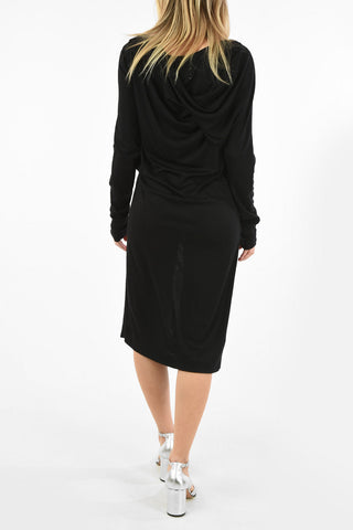 MM4 Vestito Midi Drappeggiato in Lana e Seta 