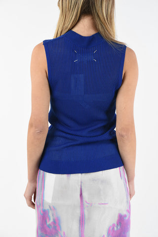 MM4 Sleeveless Ribbed Sheer Sweater