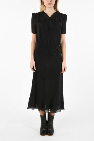MM0 Silk Maxi Dress with Lace Detail