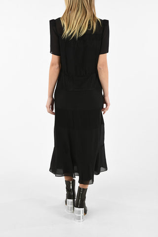 MM0 Silk Maxi Dress with Lace Detail