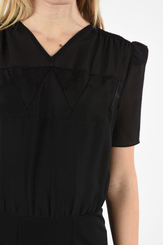 MM0 Silk Maxi Dress with Lace Detail