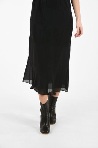 MM0 Silk Maxi Dress with Lace Detail