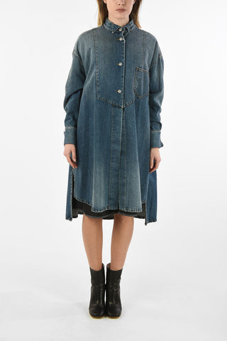 MM6 Stone Washed Denim Oversize Dress with double split-side hem