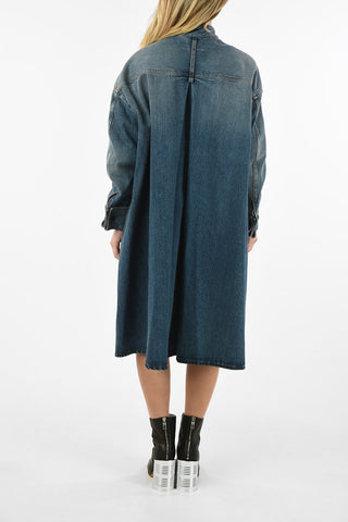 MM6 Stone Washed Denim Oversize Dress with double split-side hem
