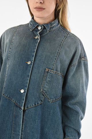 MM6 Stone Washed Denim Oversize Dress with double split-side hem