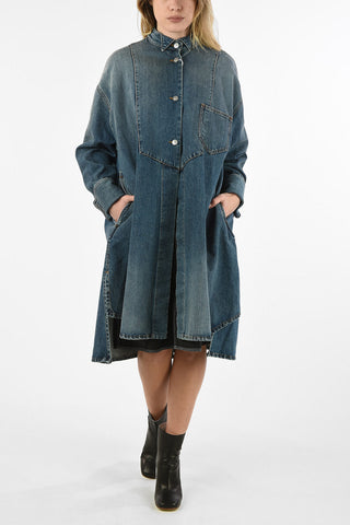 MM6 Stone Washed Denim Oversize Dress with double split-side hem