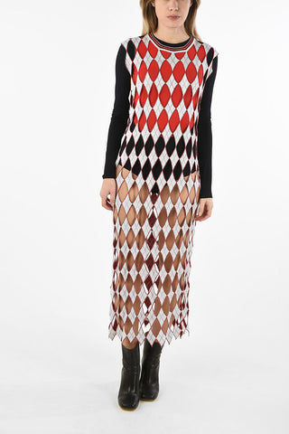 MM0 Lurex Argyle Cut Out Maxi Dress