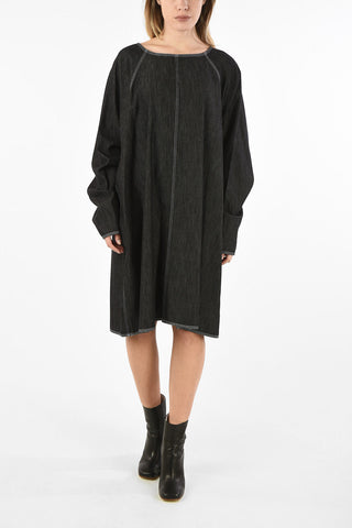 MM6 Knee Length Denim Tunic Dress with Batwing Sleeve