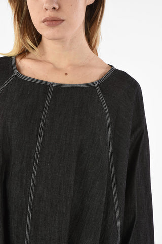 MM6 Knee Length Denim Tunic Dress with Batwing Sleeve