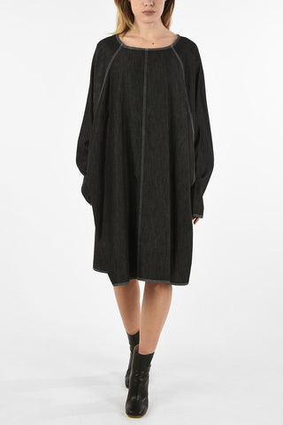 MM6 Knee Length Denim Tunic Dress with Batwing Sleeve