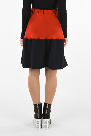 MM1 Drawstring Waist Silk Knee Length Skirt
