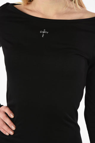 JURG14 Vestito Midi in Cotone Con Oblò sul Retro