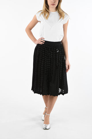 MM0 Silk Open Work Skirt with Side Zip Closure