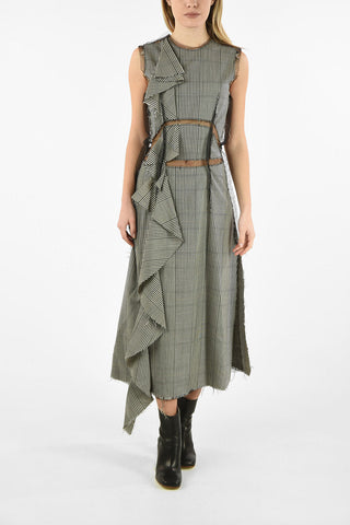 MM4 Vintage Effect Maxi Asymmetrical Dress With Tulle Details