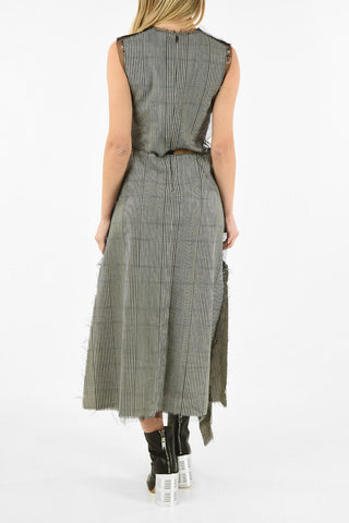 MM4 Vintage Effect Maxi Asymmetrical Dress With Tulle Details