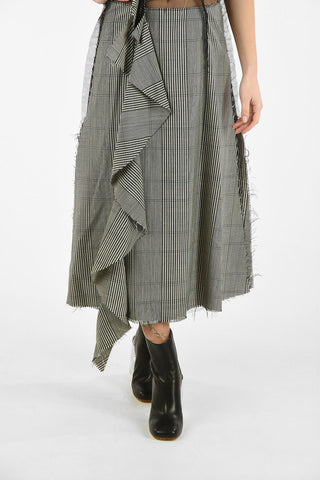 MM4 Vintage Effect Maxi Asymmetrical Dress With Tulle Details