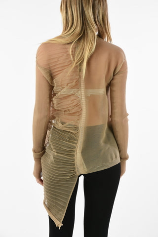 Tulle Asymmetrical ABSTRACT BIKER Crew-Neck Sweater