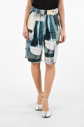 MM6 Patchwork Velvet Shorts with Drawstring Waist