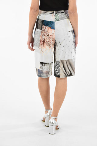 MM6 Patchwork Velvet Shorts with Drawstring Waist