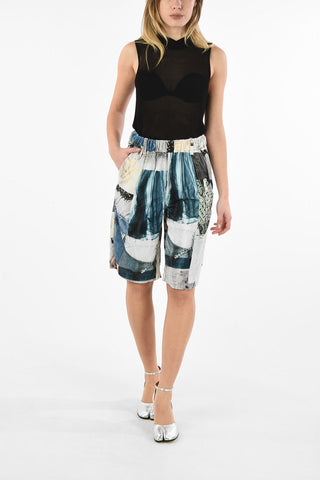 MM6 Patchwork Velvet Shorts with Drawstring Waist