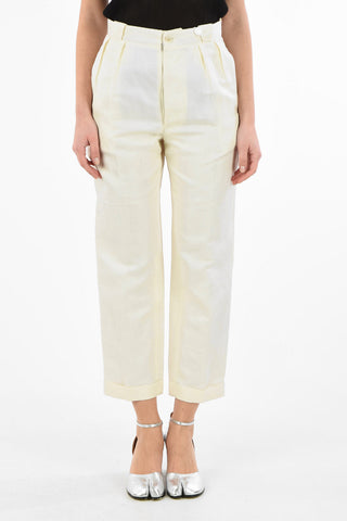 MM0 High Waist Flax and Silk cuffed hem trousers