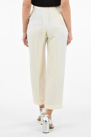 MM0 High Waist Flax and Silk cuffed hem trousers