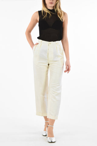 MM0 High Waist Flax and Silk cuffed hem trousers
