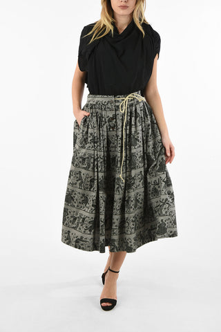 WORLDS END Printed Cotton NOSTALGIA Flare Skirt