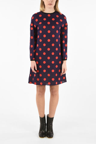 MM1 Polka Dots Silk Dress with Zip Back Closure