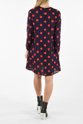 MM1 Polka Dots Silk Dress with Zip Back Closure