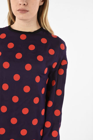 MM1 Polka Dots Silk Dress with Zip Back Closure