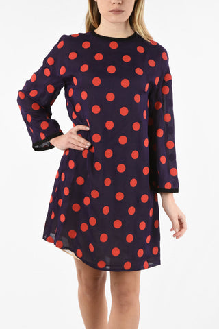 MM1 Polka Dots Silk Dress with Zip Back Closure