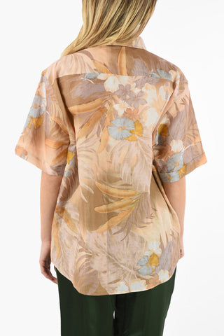 MM0 Floral-Print Flax Shirt