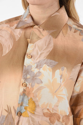 MM0 Floral-Print Flax Shirt