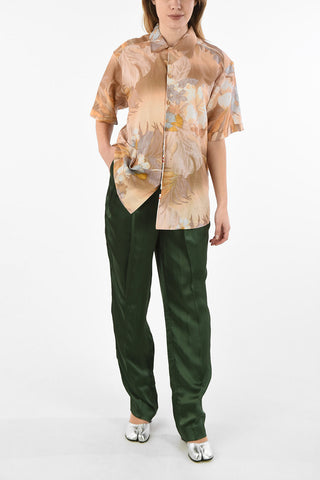 MM0 Floral-Print Flax Shirt