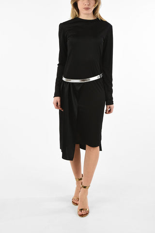 Asymmetrical Long Sleeve Midi Dress